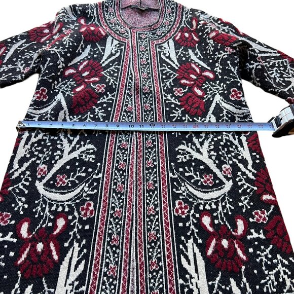 MaxSport Size M Black Red Floral Bohemian Longline Open Cardigan Duster Sweater - Picture 12 of 16